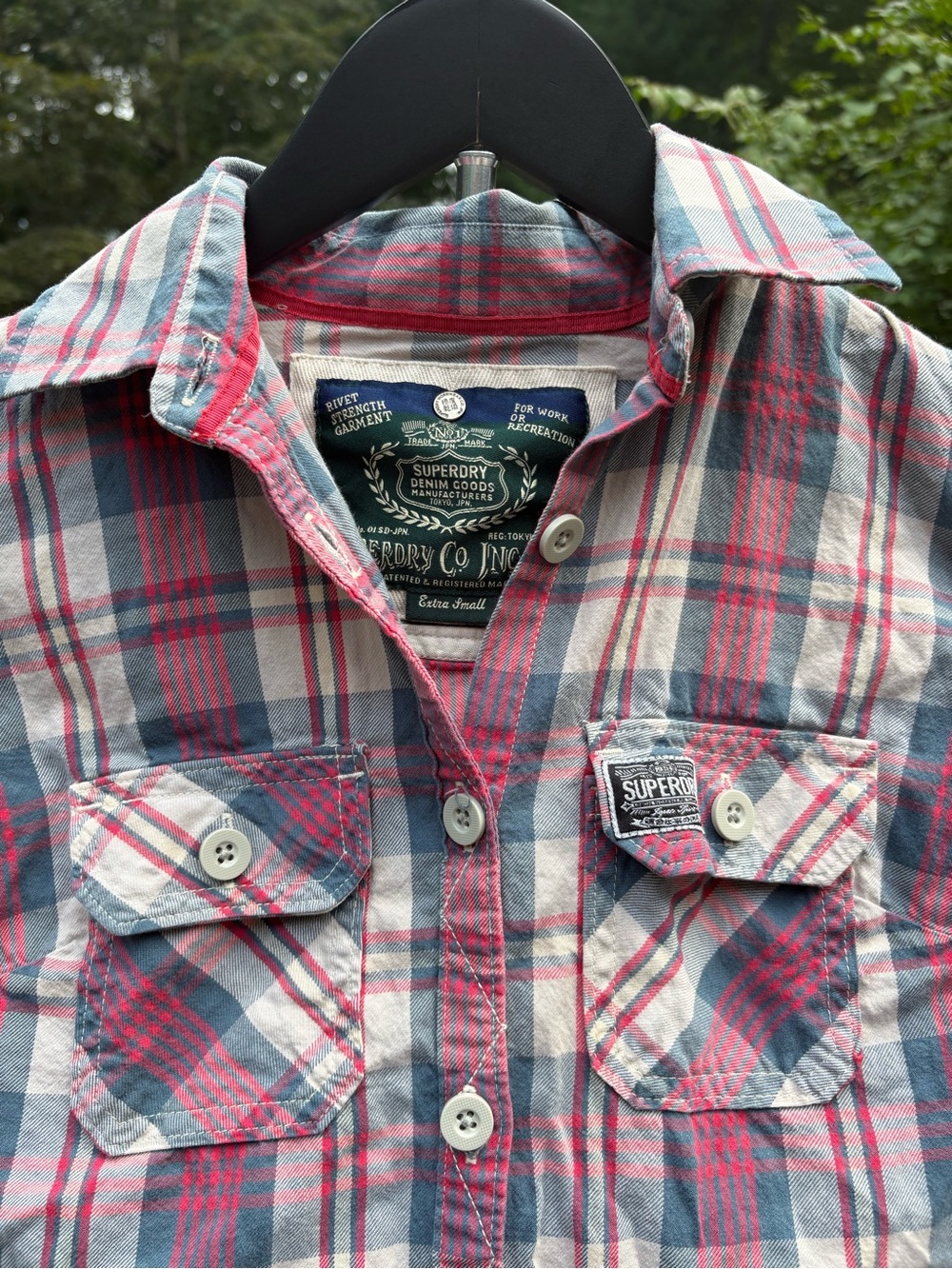 Superdry Plaid Button-Up Shirt in Red and Blue